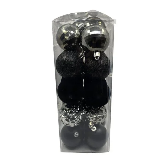 40 pc Black & Silver Shatterproof Ornaments - Picture 3 of 5